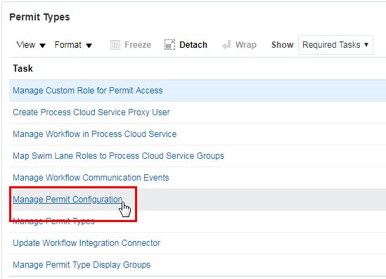 Selecting Manage Permit Configuration step.