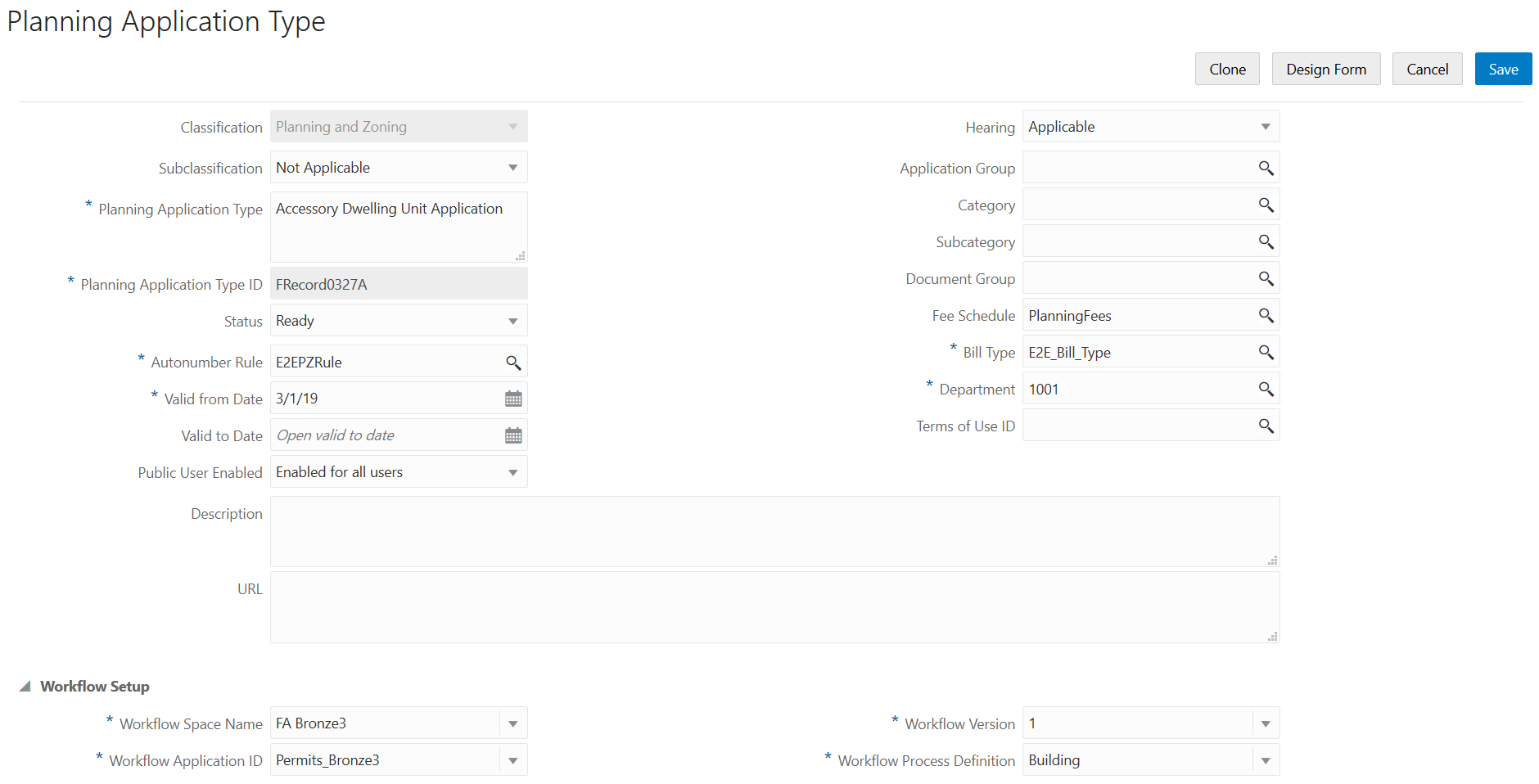 Planning Application Type page