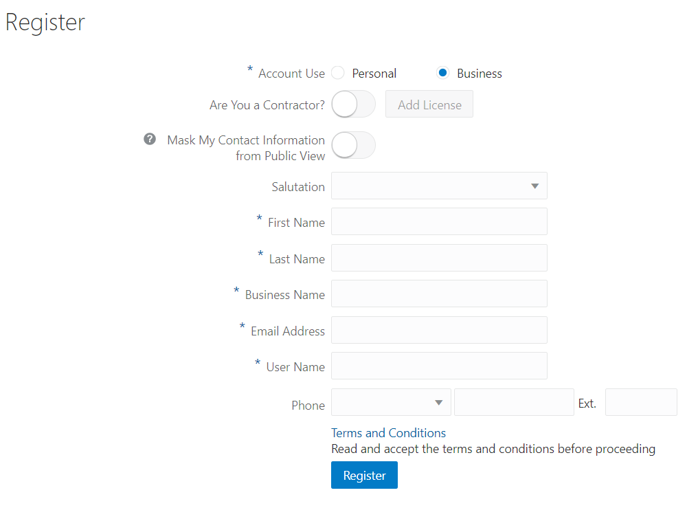 Register page