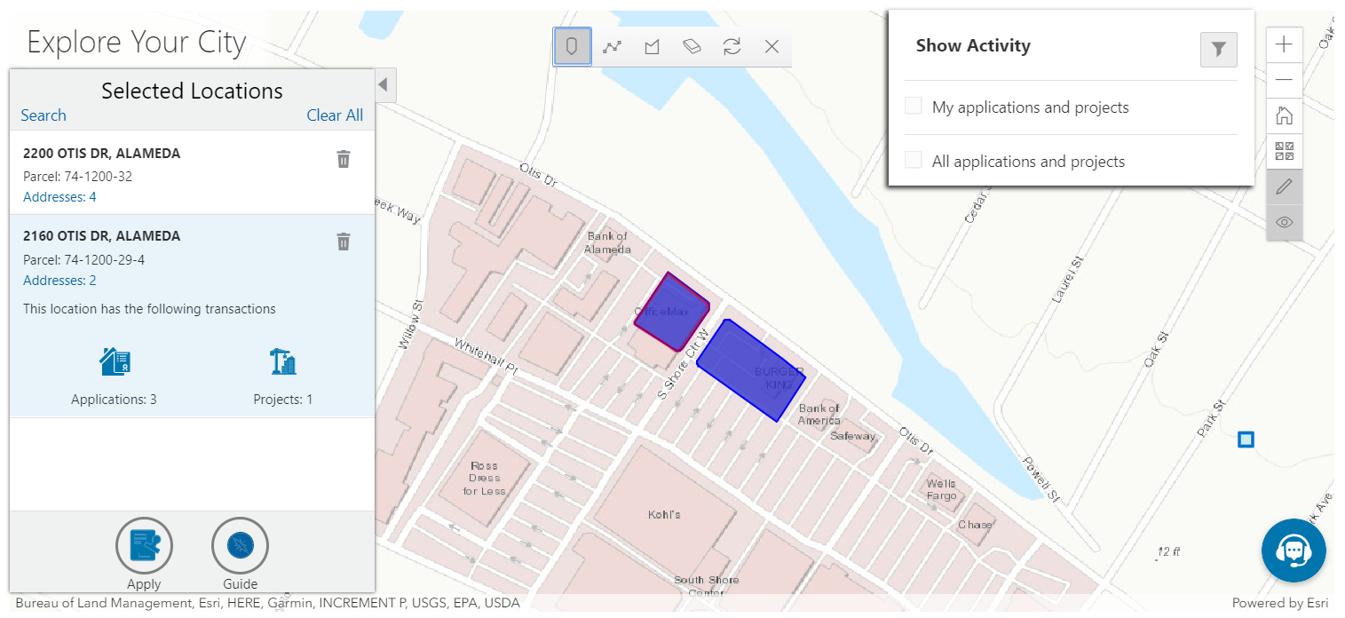 Selected Parcels on a Map