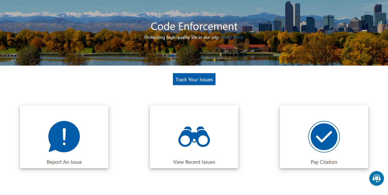 Public user landing page for code enforcement