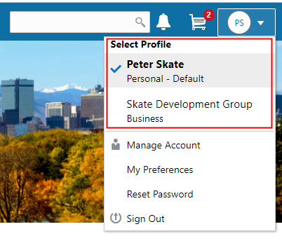 Select Profile section on the account profile menu
