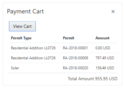 Payment Cart summary page