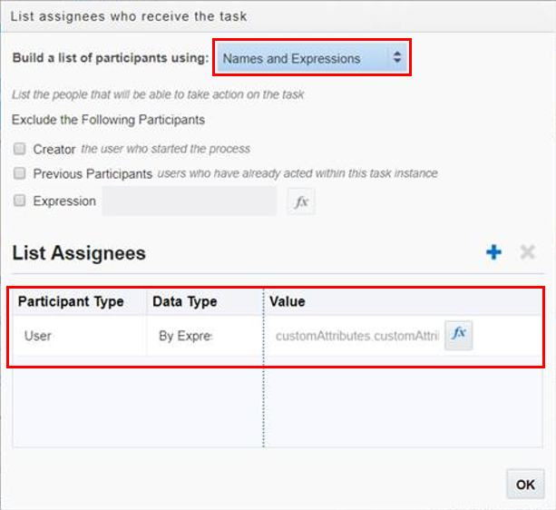 Configuring the transaction assignee value for a human task