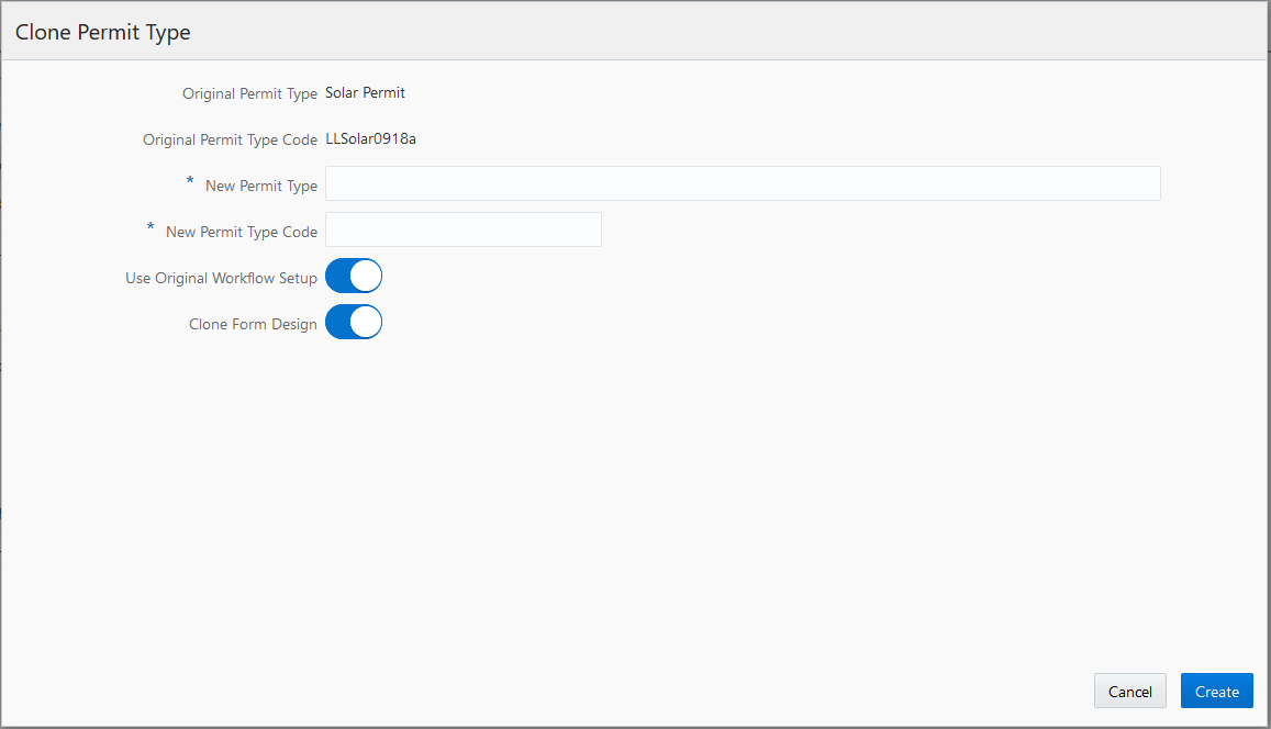 Clone Permit Type page