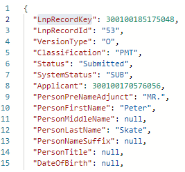 Sample transaction type JSON