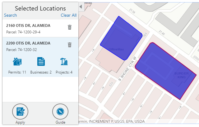 Selected Parcels on a Map