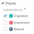 License Activity Filtering Options