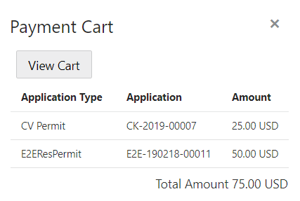 Payment Cart Summary page