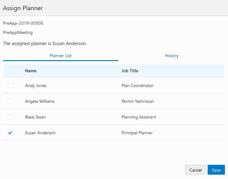 Assign Planner page
