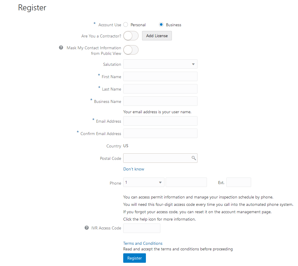 Register page