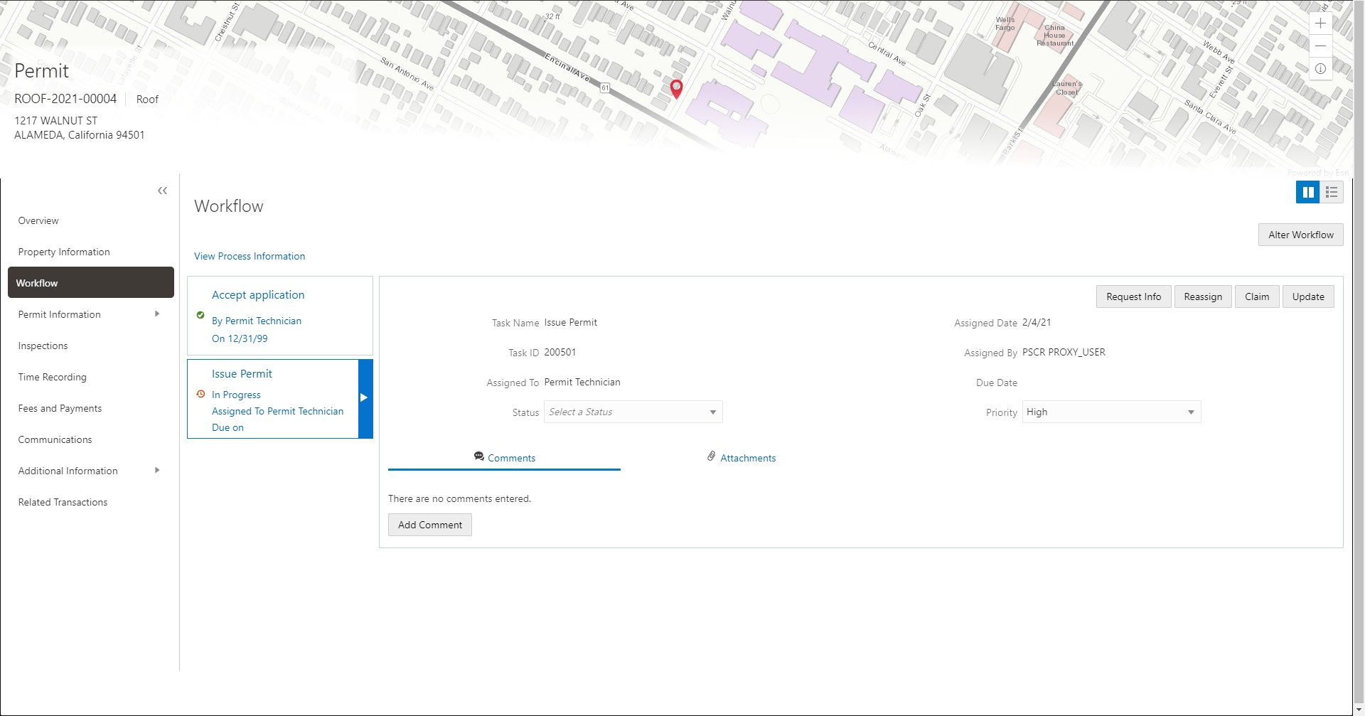 Permits workflow - two-panel view