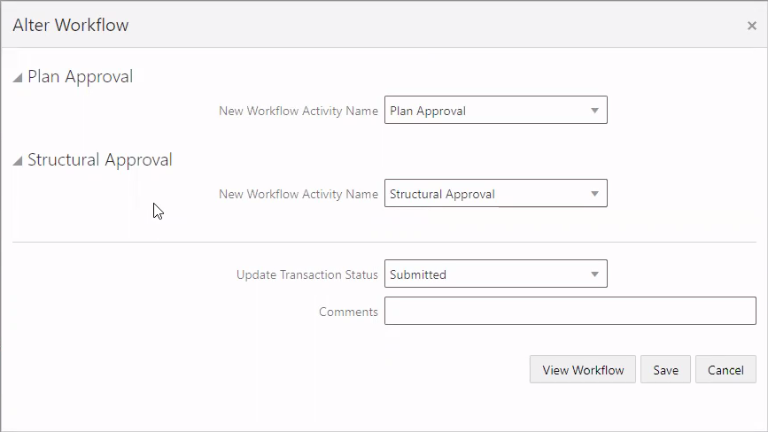 Alter Workflow dialog box showing parallel tasks