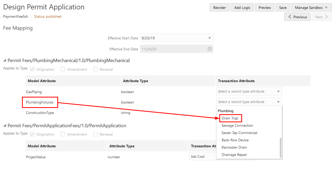 Mapping fields in the application to attributes in the decision model