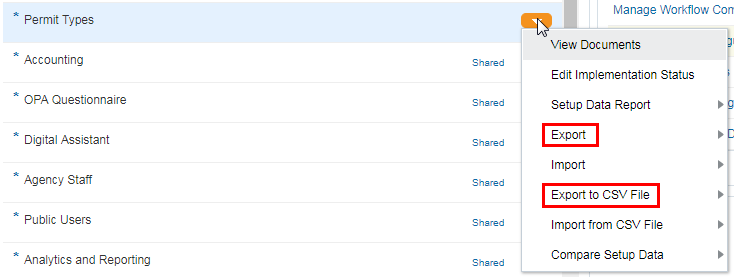 Using FSM functional area export features.