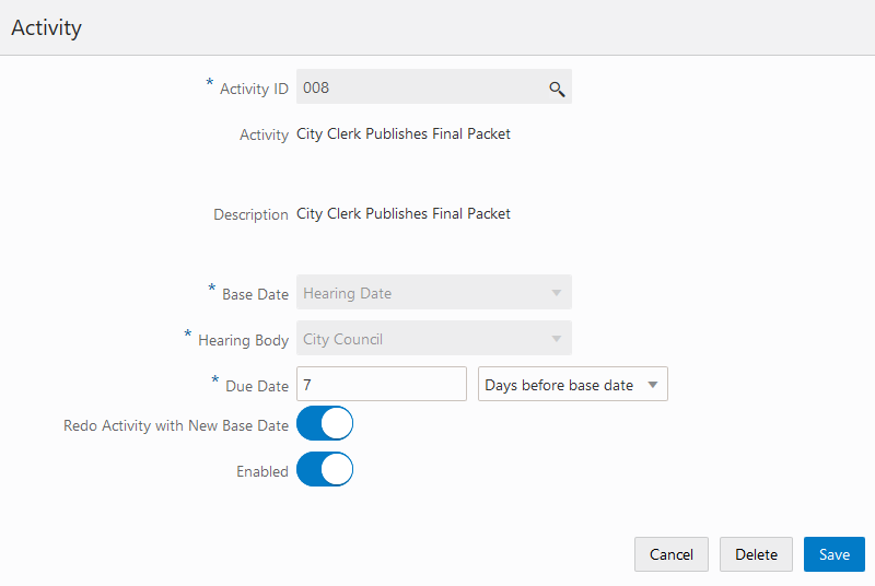 Activity Group - Activity page