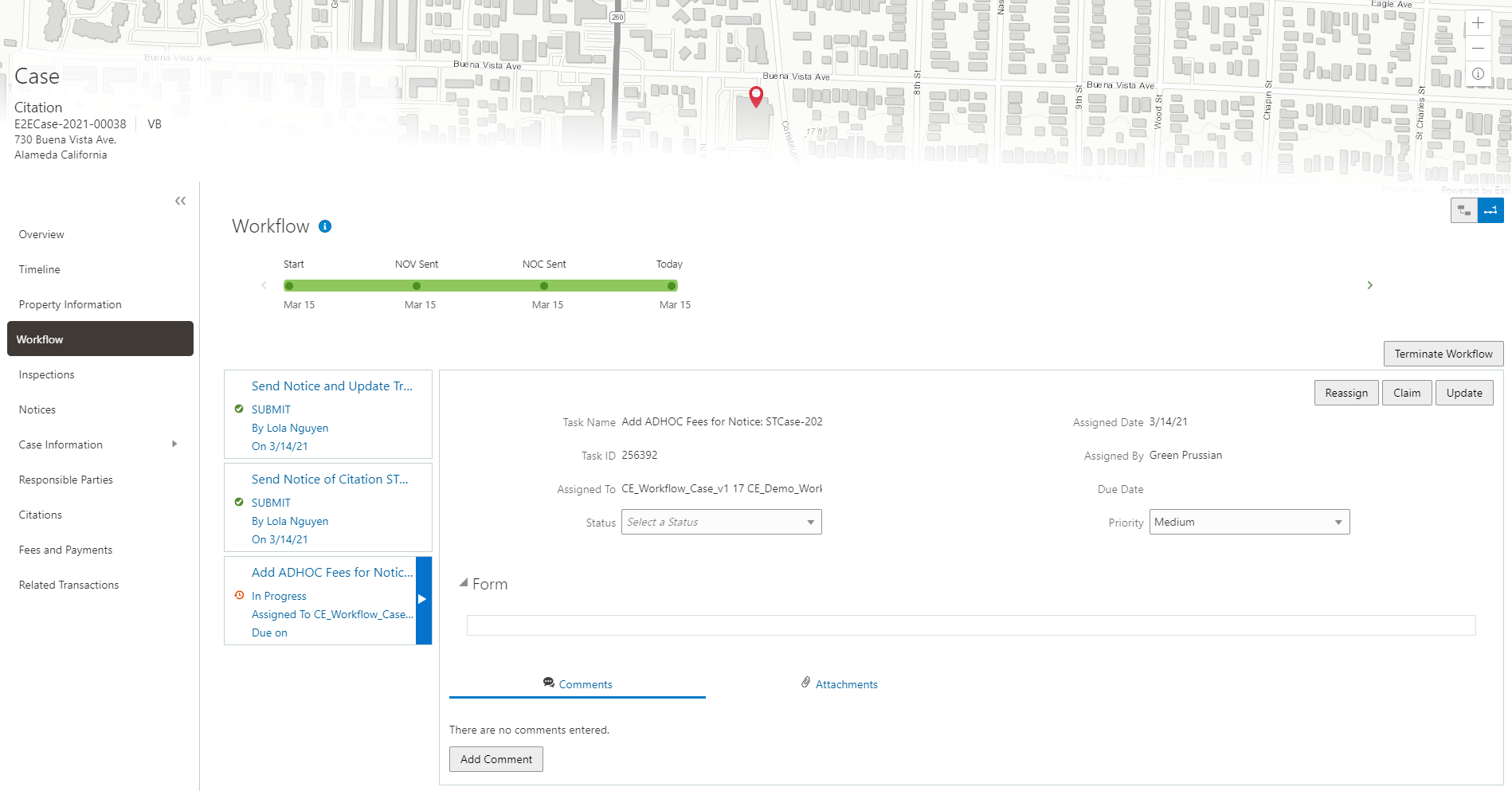 Case workflow - Milestone view