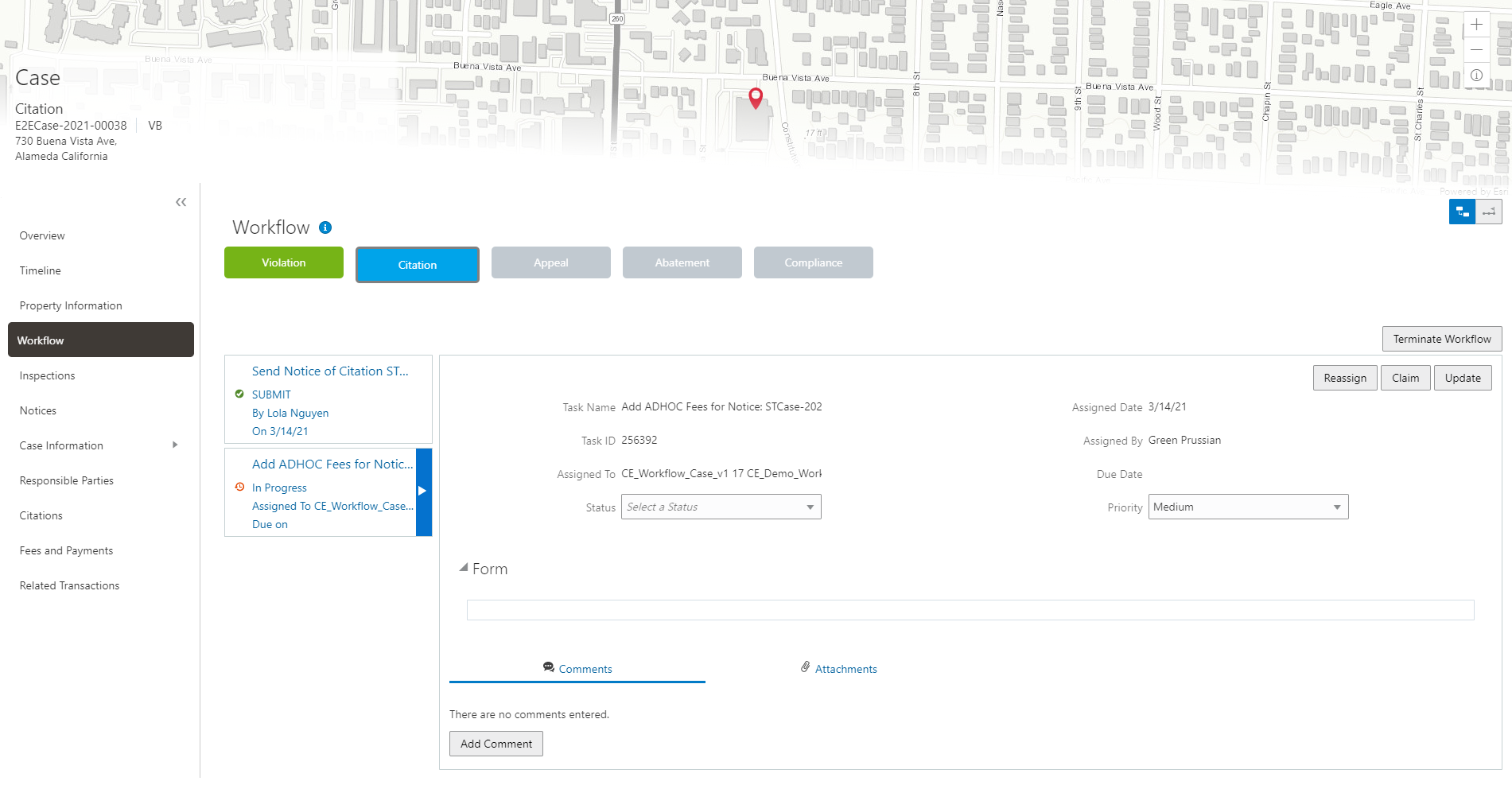 Case workflow - Stage view