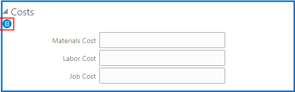 Form element displaying fee estimate icon