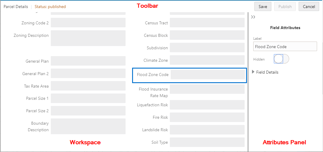 Existing Page Configuration user interface