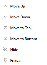 Display Settings page row-level actions menu
