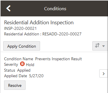 Oracle Inspector - Conditions page