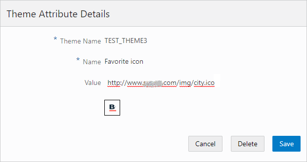 Favorite icon theme attribute referenced with HTTP.