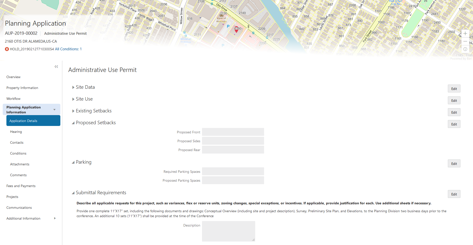 Planning Application - Application Details page