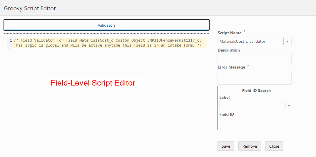 Groovy Script Editor: Field-Level (Test02)