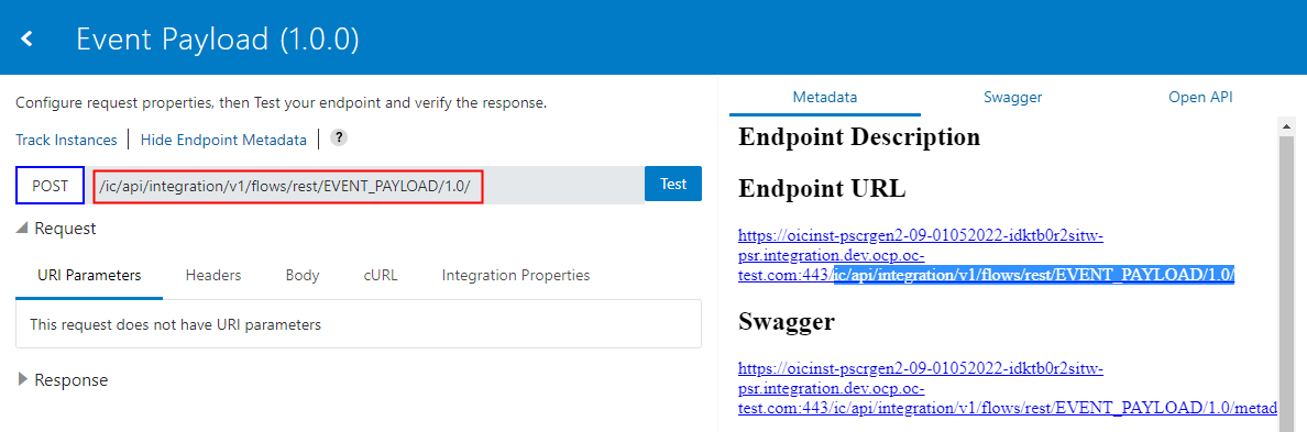 Integration endpoint URL