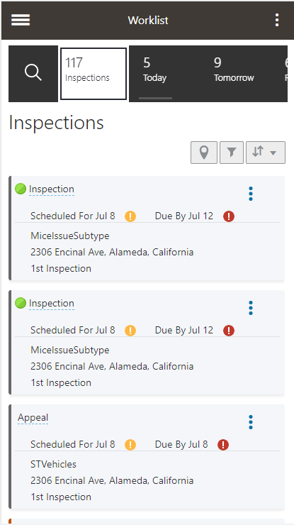 Oracle Municipal Code Officer Worklist