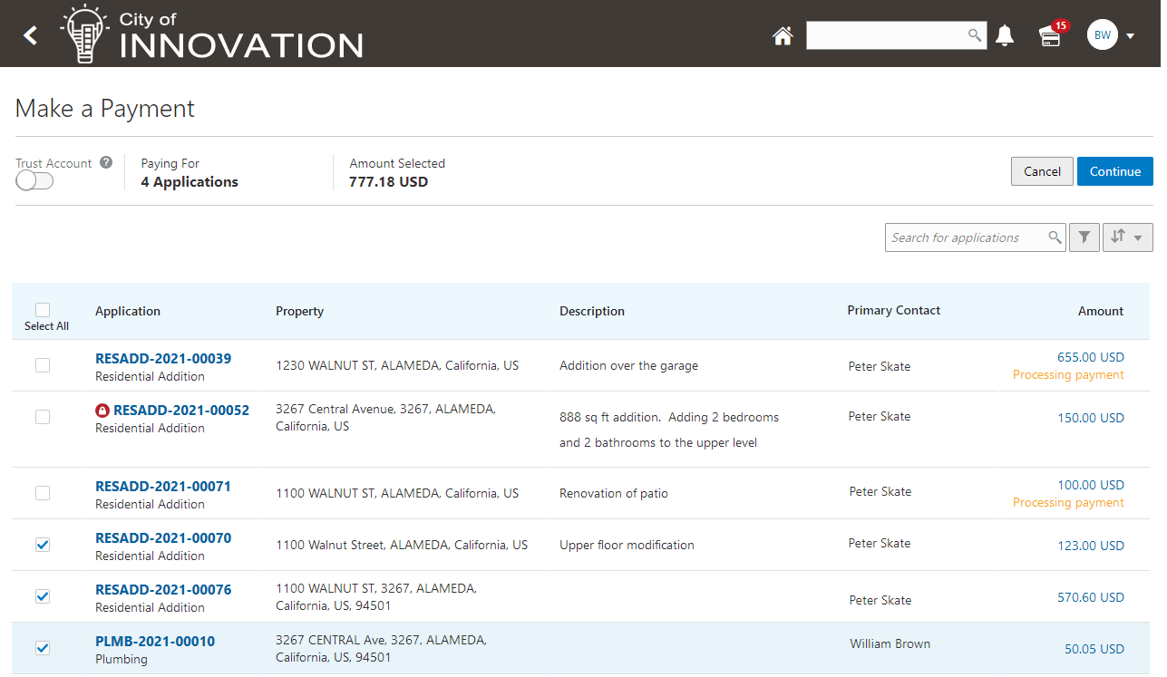 Make a Payment page