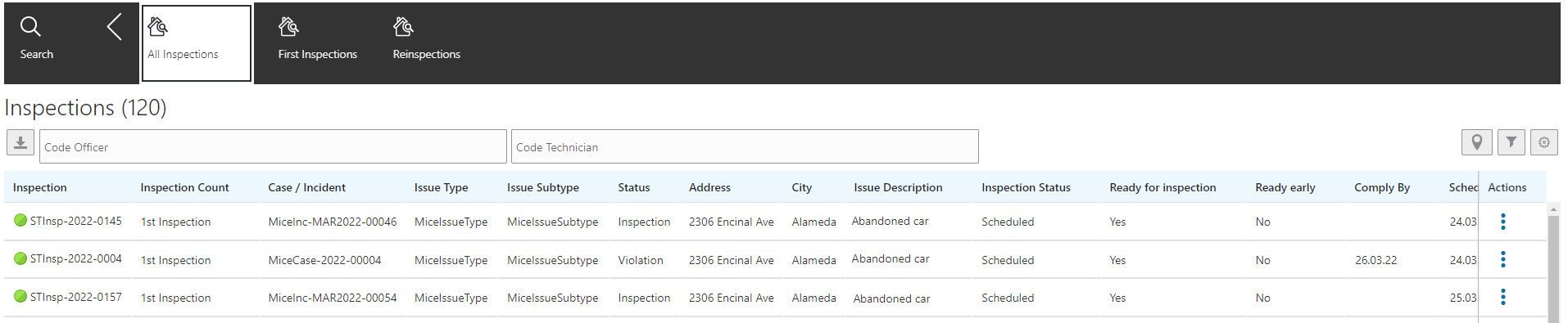 CO Worklist - All Inspections