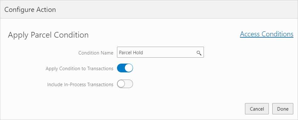 Apply condition transaction options