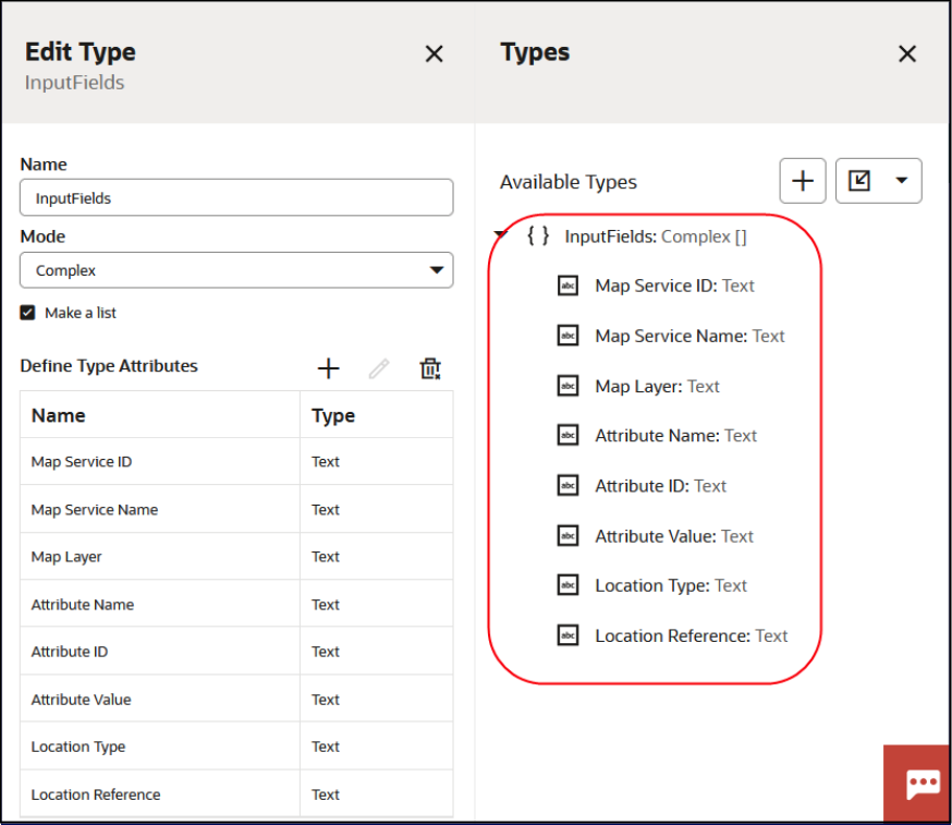 Sample input fields as a list correlating to the fields in the intake form.