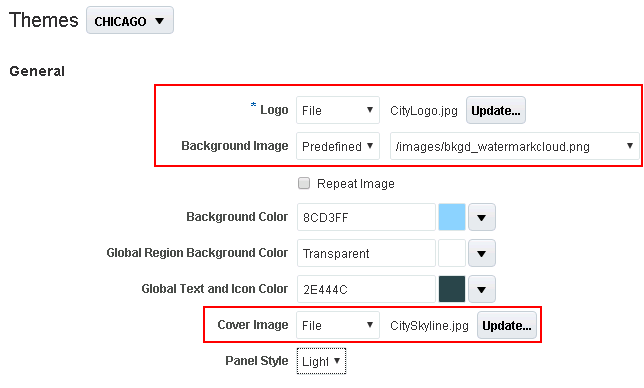 Fusion Applications Appearance page