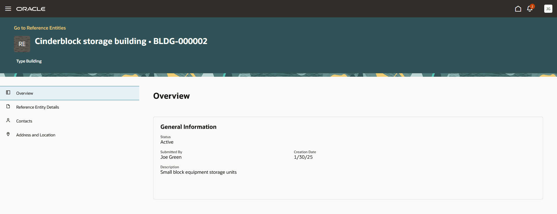 Reference Entity Details - Overview Page