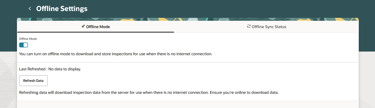 Offline Settings Page