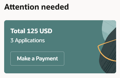 The Make a Payment button in the Attention needed card on the registered user landing page