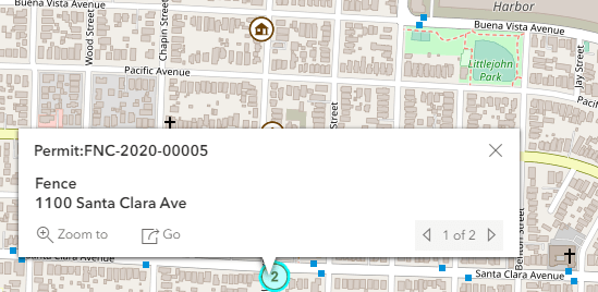 Example of a detail pop-up for a map marker