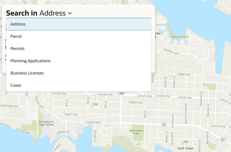 Basic search for Explore Your City map