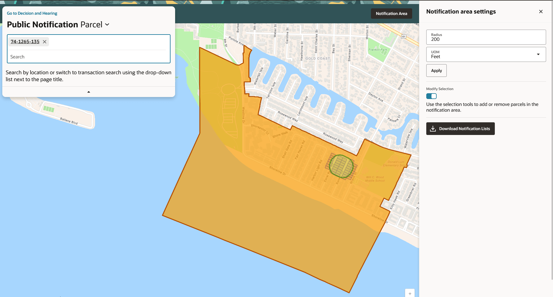 Public Notification page