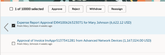 Task list with bulk actions