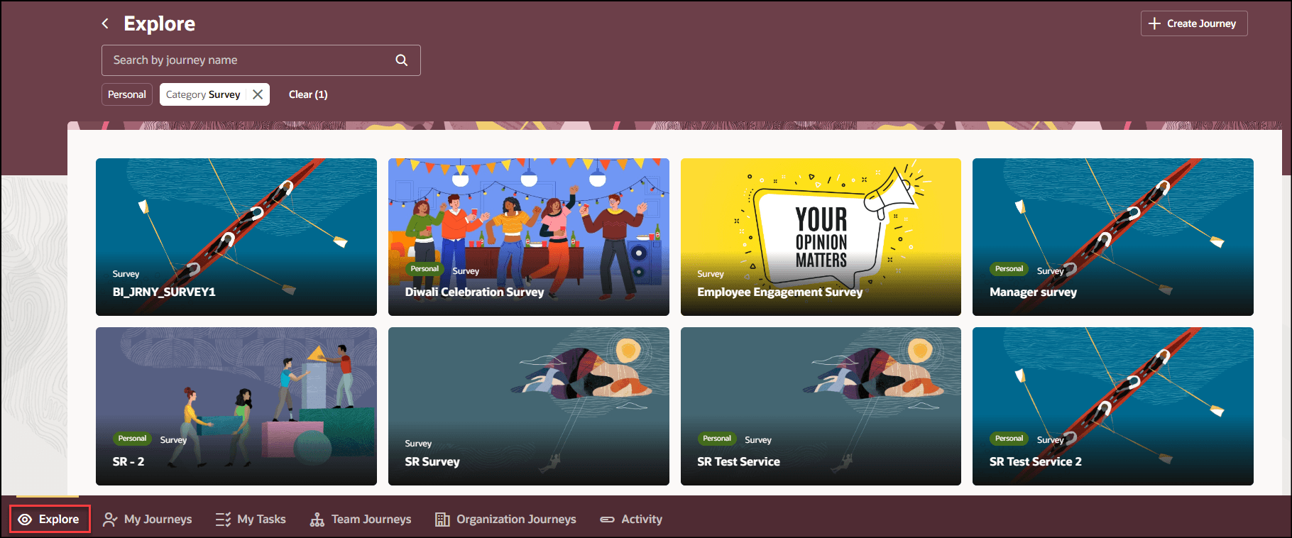 Explore Tab Card View