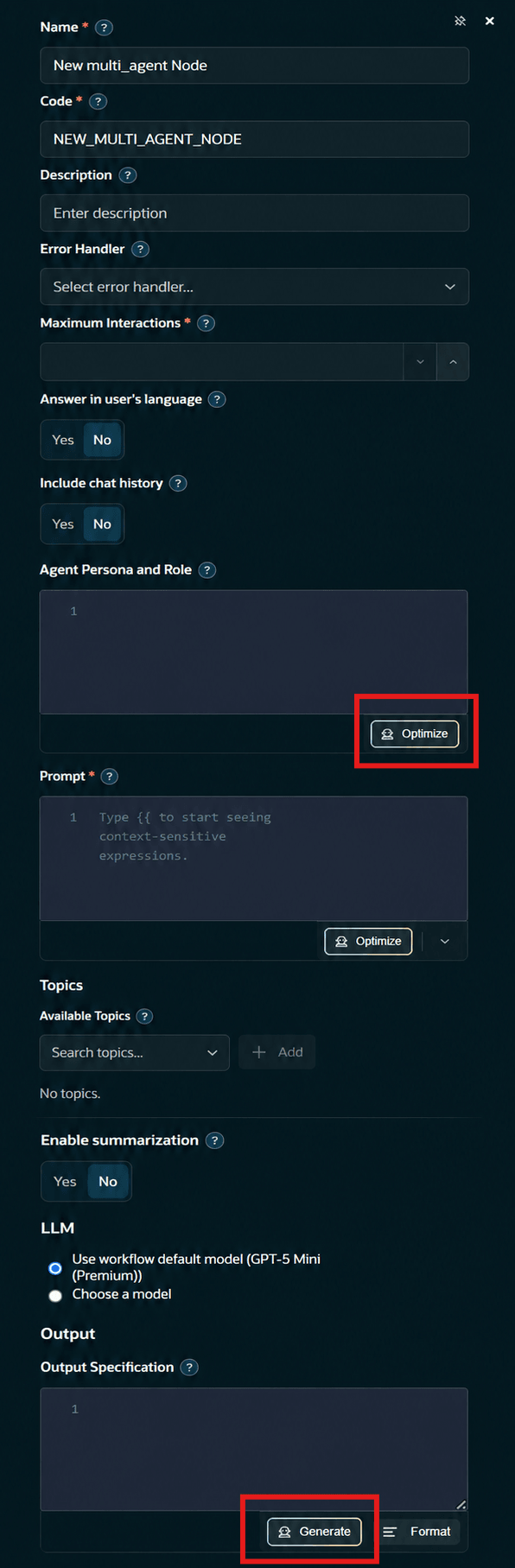 Generate Agent's Persona, Role, and Output Specification