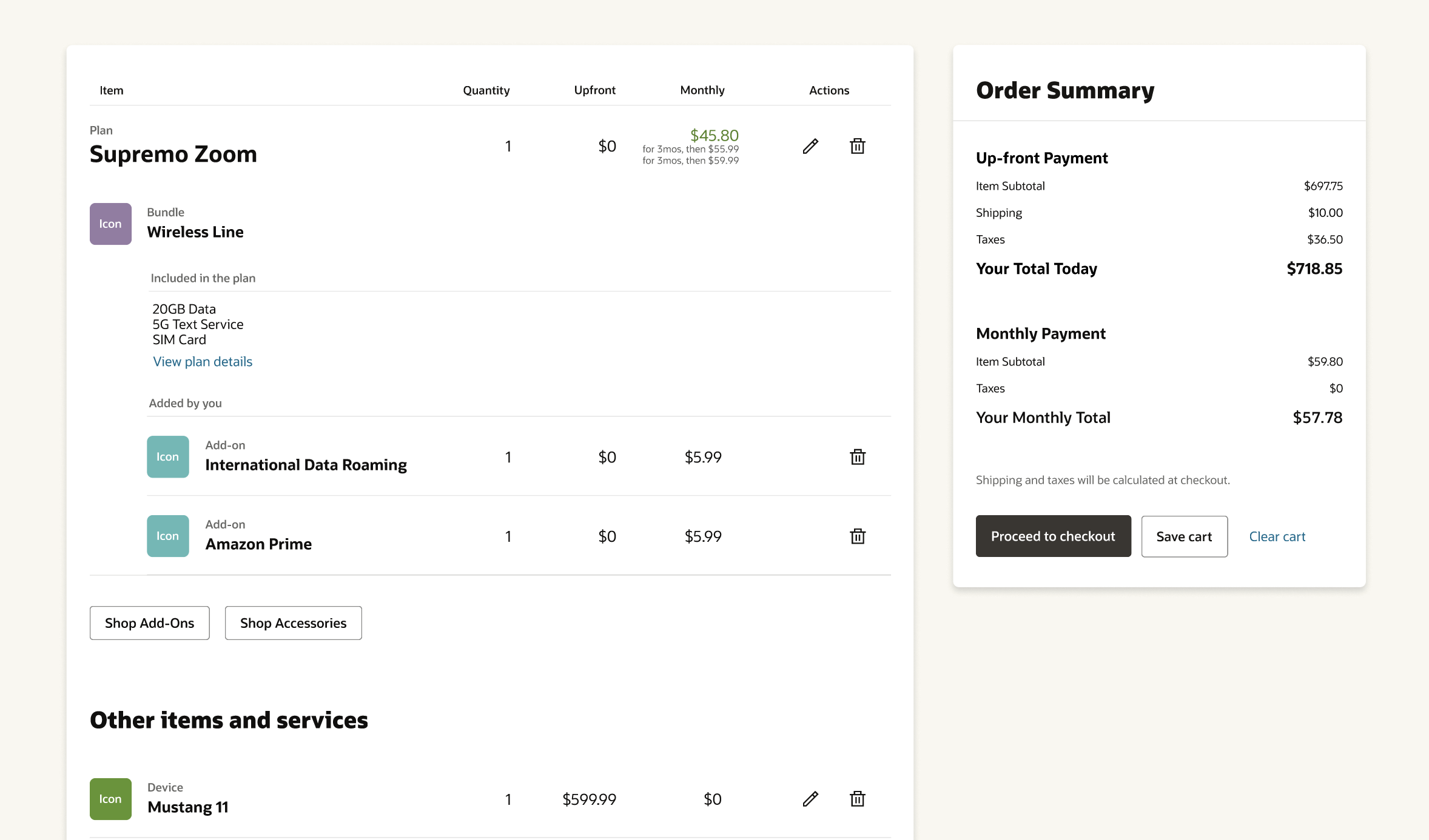 Discounts in Shopping Cart