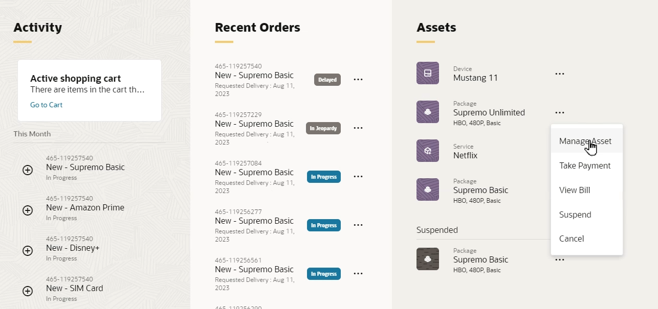 Manage Asset from Foldout Dashboard