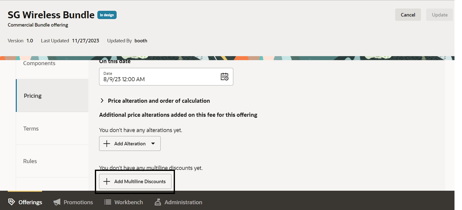 configuration for multi-line plan