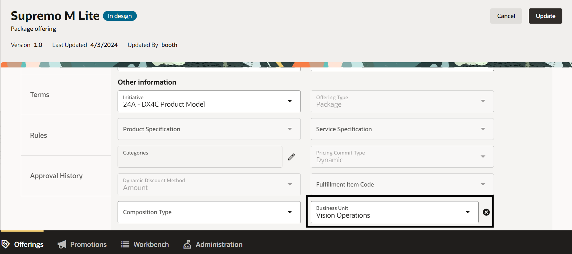 Association of business unit