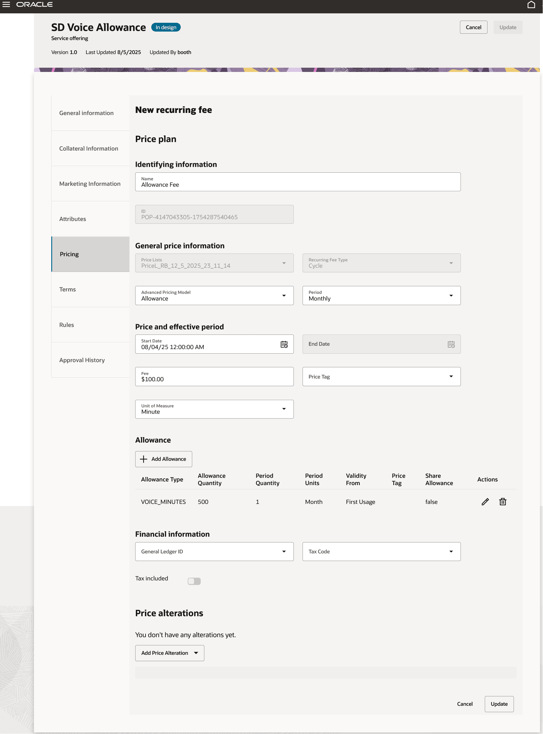 Allowance with First usage validity